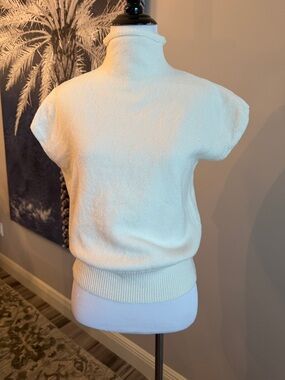 Cream Short-Sleeve Turtleneck Sweater